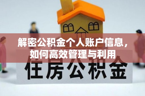 平塘解密公积金个人账户信息，如何高效管理与利用