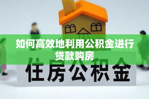 平塘如何高效地利用公积金进行贷款购房